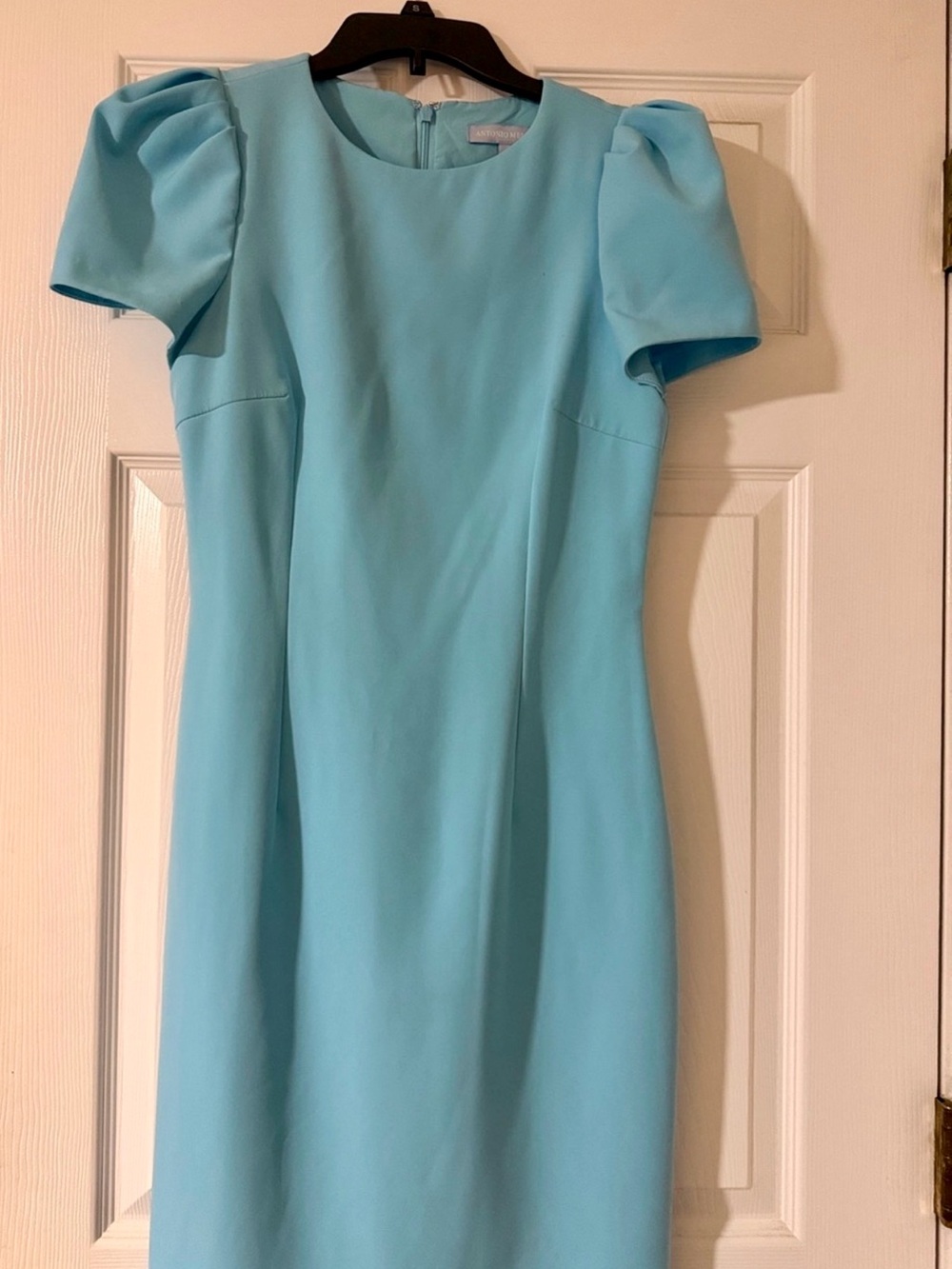 ANTONIO MELANI Light Blue Puff Sleeve Midi Dress